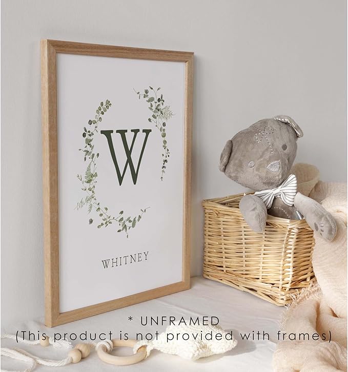 Personalized Name Flower Nursery Wall Art Prints, Crib & Nursery dรฉcor, Newborn Baby Girl Gift Present, Floral Baby Girl Room Pictures, Poster For Baby And Kids (1 Print, Flower 4)