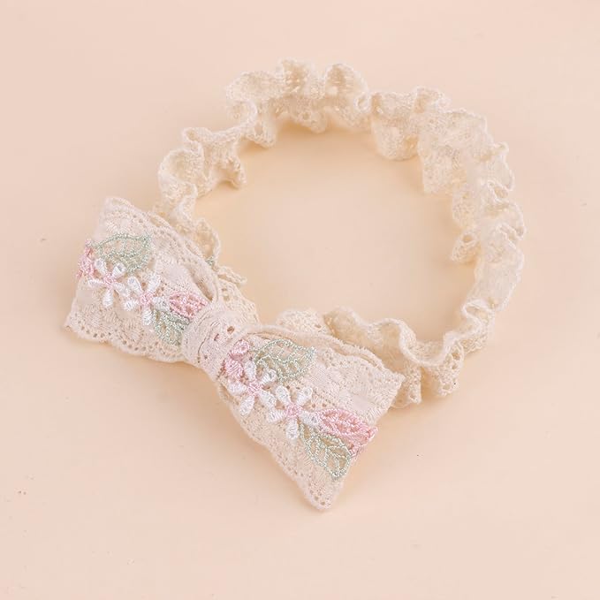 cherrboll Baby Flower Bows Headbands 6pcs Floral Hair Wraps Nylon Hairbands Crown Newborn Infant Toddler Hair Accessories