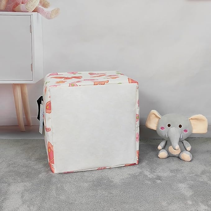 LANGYASHAN Square Storage Baskets Waterproof Canvas Children Laundry Nursery Hamper for Shelves Gift Baskets Toy Organizer Room Decor (Square Pink Butterfly)