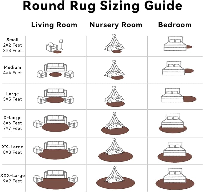 OLANLY Coffee Round Rugs for Bedroom - Machine Washable, 3 ft Circle Area Rugs for Living Room, Soft and Fluffy Shaggy Carpet for Teen Girls and Boys, Nursery Rooms, Dorms, Home Decor Aesthetic