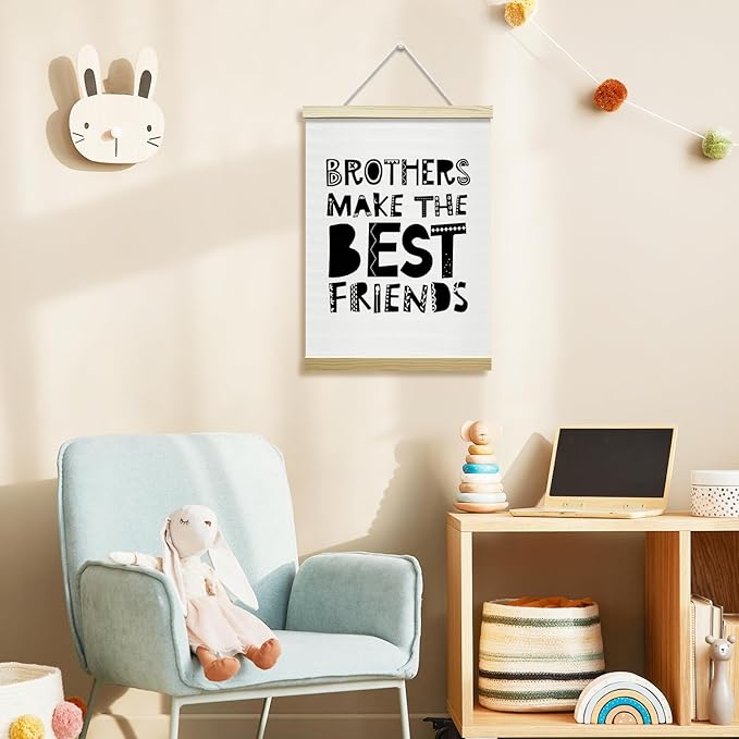 Nopoben Brothers Poster Hanger Frame - Brothers Make the Best Friends, Boys Room Wall Art With Wooden Poster Hanger, Kids Bedroom Playroom Game Room Decor(12x16 Inches)-07