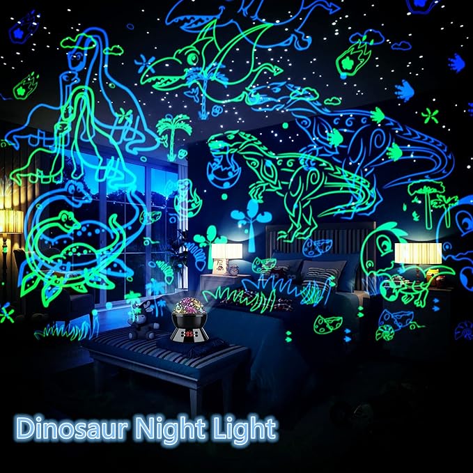 Dinosaur Night Light Projector for Kids Toys for Boys Room, 360 Degree Rotation with 17 Colors Dino Projection Light for Toddler Nightlight Lamp Christmas Gifts Dinosaur Toys for Kids 3-5