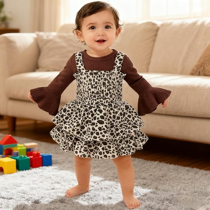 YOUNGER TREE Newborn Baby Girl Fall Winter Outfits Long Sleeve Romper Corduroy Overall Dress Infant Skirt Clothes Sets
