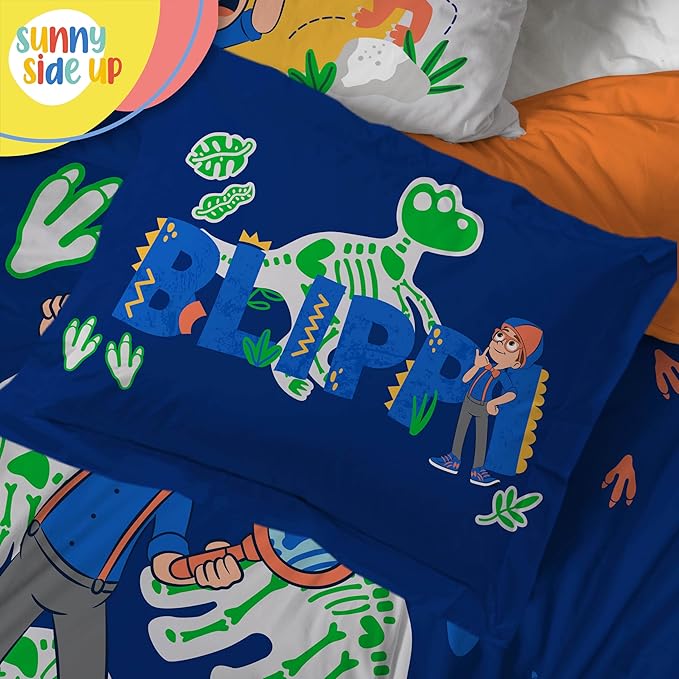 Sunny Side Up Kids Comforter Set Includes Sheets and Pillow Covers - Soft and Cozy Bed Set for Stylish Room Decor, Blue - Blippi, 5 Piece Twin Bedding