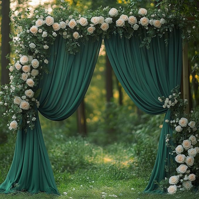 10x10FT Dark Green Backdrop Curtains for Wedding Parties, Wrinkle Free Photo Backdrop Curtains for Wedding Birthday Party Baby Shower, Fabric Drape with Rod Pockets 5ft x 10ft, 2 Panels