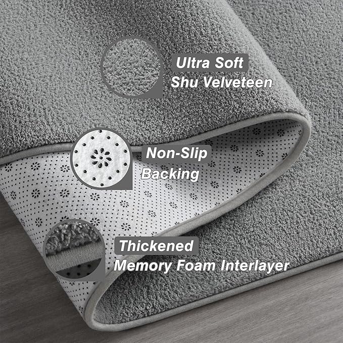 Soft Area Rugs for Living Room, 5 x 8 Ft Thickened Memory Foam Rug for Bedroom, Non-Slip Solid Color Rug Indoor Floor Carpet for Boys Girls Room Nursery Home Decor, Grey