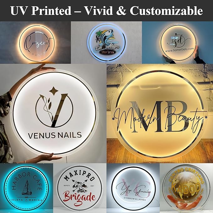 Custom Backlit Acrylic Logo Sign, Light Up Signs - Personalized Illuminated Logo Sign with Floating Acrylic Design for Retail Stores, Restaurants, Offices, and Hair Studios