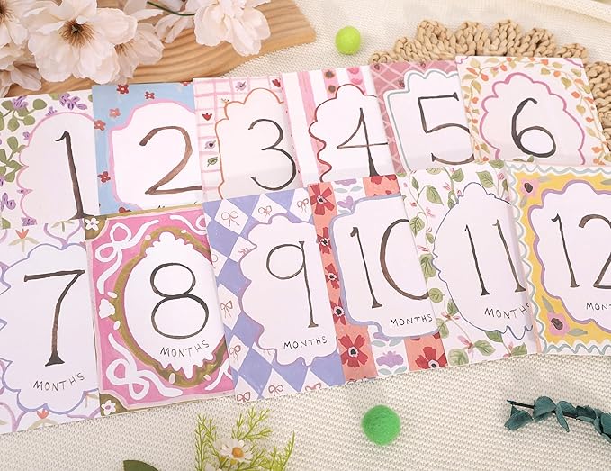 Baby Boy/Girl Monthly Milestone Cards - First Holiday Cards,First Year Month Photo Milestone Cards,Baby Shower Newborn Photo Prop (Cards-2)