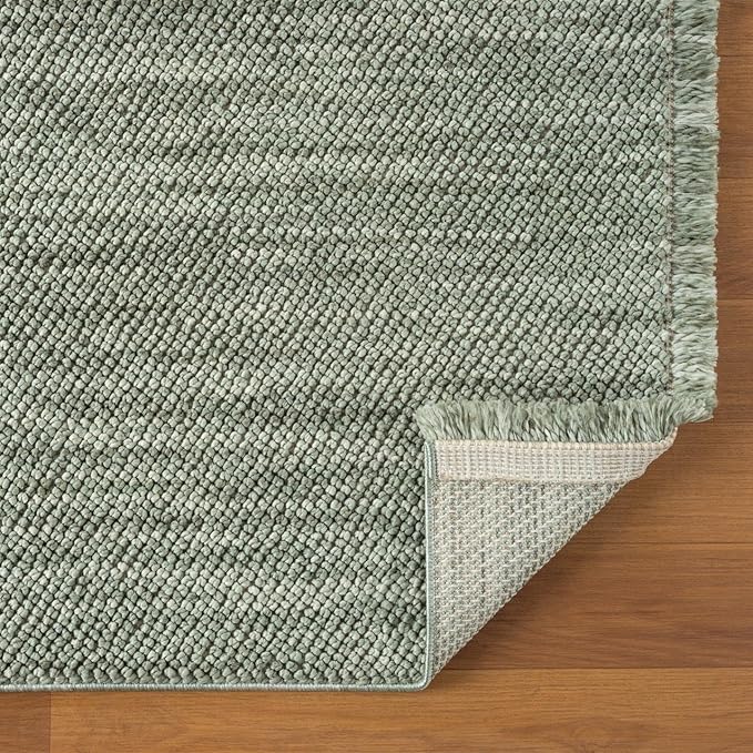 LUXE WEAVERS Solid Machine Woven Green 6x9 Area Rug, Indoor Stain-Resistant Carpet