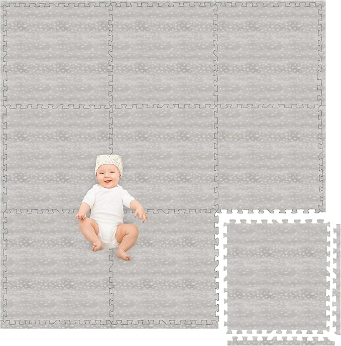 Play Platoon Non-Toxic Large Kids Play Mats for Floors - Extra-Thick Interlocking Foam Tiles. Puzzle Mat Pieces with Border, Neutral Playmat Rug for Toddlers & Children, Beige, 72 x 72 inch