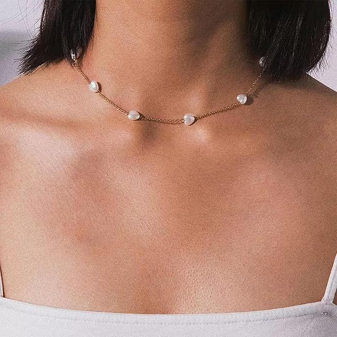 SmileBelle Pearl Necklaces for Women, Daisy Pearl Choker as Christmas Stocking Stuffers for Teens, Silver Daisy Pearls Jewelry Trendy Stuff Birthday Gifts 3 Pearls White Necklace as Wedding Jewelry