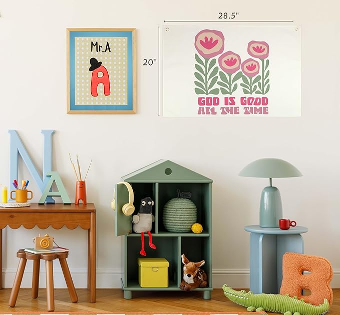 Christian Bible Verse Scripture Rectangular Banner Flag Wall Decor Gift for Baby Boy Girl Kid,Nursery Bedroom Reading Room Decor-God is Good All the Time-Baby,Shower Birthday Christmas Gift