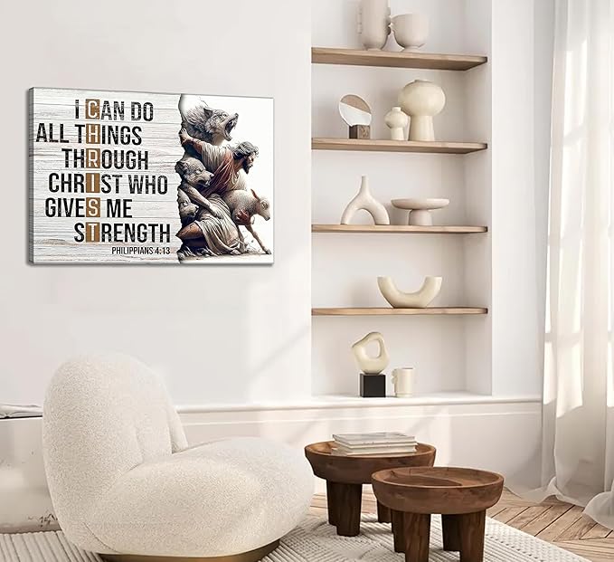 Christian Jesus Canvas Wall Art Inspiring Bible Verse Christ Painting Picture Wall Decor Poster Print Artwork for Living Room Bedroom Church Prayer Room Home Decoration