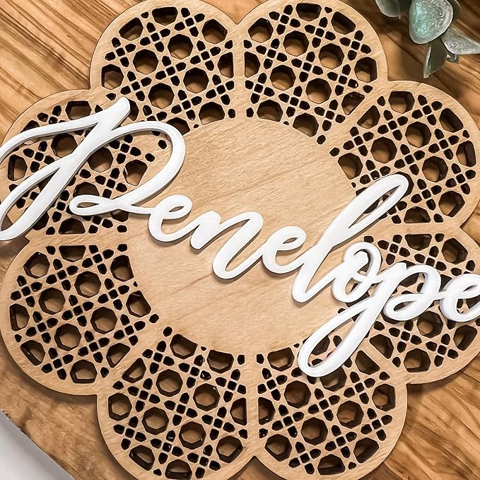 Chillever - Personalized Name Sign for Nursery, Custom Wooden Boho Floral Name Signs, Exquisite Nursery Decor and Wall Art for Girl or Boy Room, Baby Room Decoratións, Custom Boho Flower Wall Decor