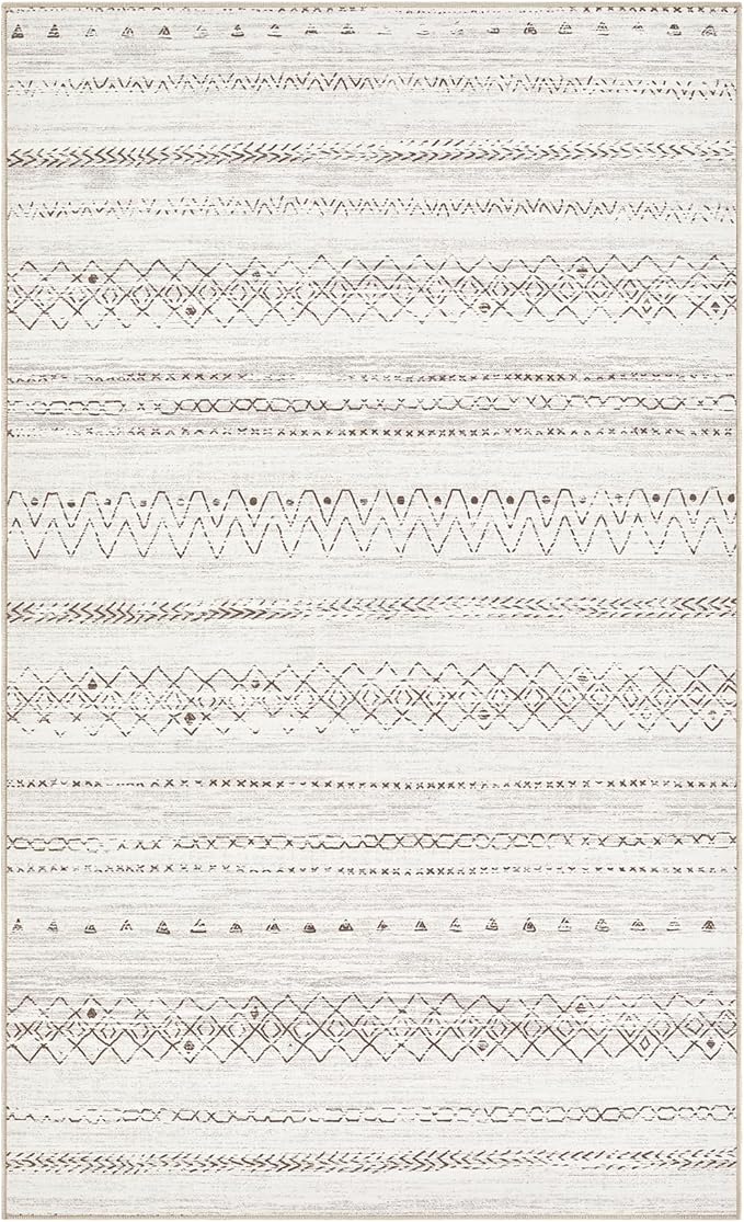 Area Rugs for Living Room Washable Living Room Rug Soft Neutral Indoor Floor Carpet Non-Slip Stain Resistant Modern Boho Rugs for Bedroom Dining Room Kids Room Nursery Office Home Brown