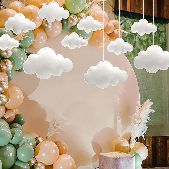 10Pcs 3D Cloud Decorations Hanging Clouds for Room Ceiling Decor Felt White Clouds for Baby Shower Wedding Party Backdrop Nursery Classroom Decor (10pcs White Clouds)
