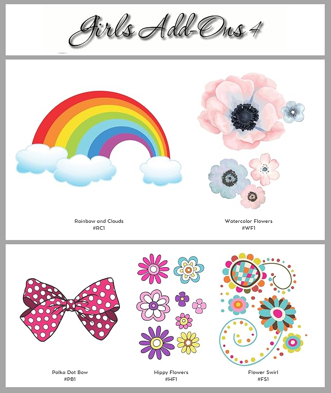 Decor Designs Decals Fancy Girls Personalized Custom Name Vinyl Wall Art Decal Sticker, Nursery Bedroom Baby Decor, Multiple Font and Color, (Multiple Size Choices) (Single Name, Without Initial)