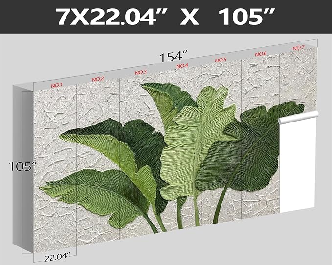 XMPMBM-Hand-Painted Banana Leaf Art Fabric Wallpaper Graffiti Green Leaf Living Room Bedroom Bathroom Wall Mural-W 154" X H 105"(112 Square Foot)