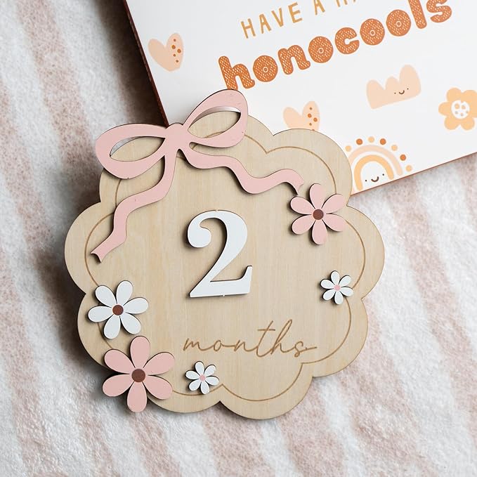 Baby Monthly Milestone Sign,1-12 Monthly Baby Milestone, Month Milestone Baby Girl, Baby Months Milestone, Newborn Photography Props Double-Sided (B11)