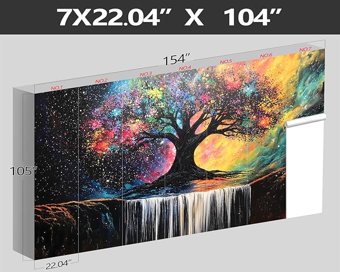 XMPMBM-Tree of Life Forest backsplash Large Decorative Wallpaper Colorful Graffiti Tree Waterfall Bedroom Bathroom Wall Mural- W 154" X H 105"(112 Square Foot)