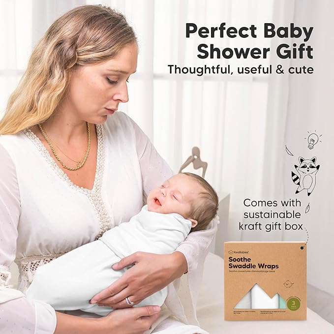 KeaBabies 3-Pack Organic Baby Swaddle Sleep Sacks - Swaddles for Newborns, Infant 0-3 Months, Baby Girls, Boys, Soft & Snug Newborn Sleep Sack, Nursery Swaddling Blankets (Ripple)