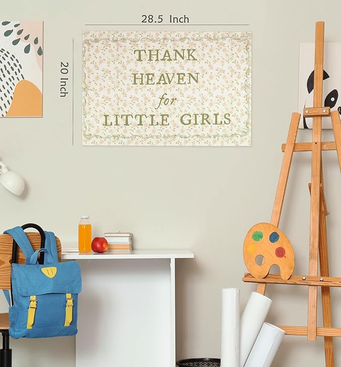 Christian Bible Verse Scripture Rectangular Banner Flag Wall Sign Decor Gift for Baby Girl-Nursery Baby Room Bedroom Decor-Baby,Shower Birthday Christmas Gift-Thank Heaven for Little Girls