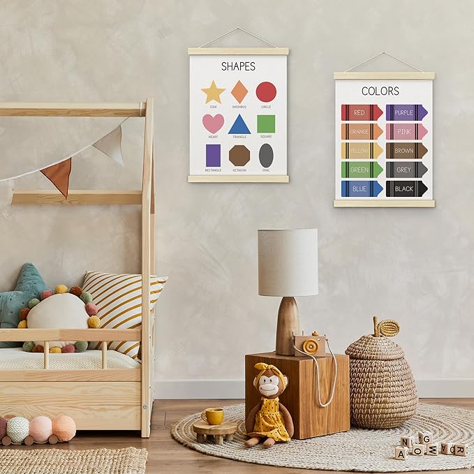 BONETAT Nursery Color Days of the Week Poster for Kids,Educational Toddler Learning Posters for Playroom Wall Art,Preschool Shapes Colors Chart for Classroom & Homeschool - A01