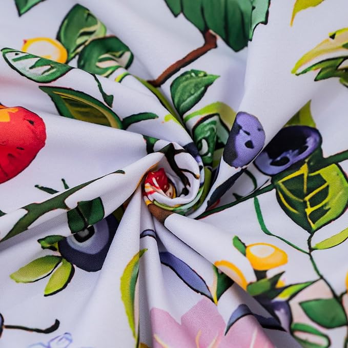 MAGRACE Fruit Floral Duvet Cover Set King Size - 3PC White Botanical Bedding in Washed Fiber – Orange Fig Berry Pattern with Corner Ties and Zipper – Vibrant Fall Garden Style