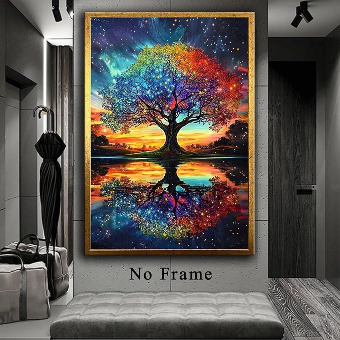 Deocorlevel Abstract Colorful Tree Canvas Prints Fantasy Abstract Prints 16x24inch Frameless Modern Tree Of Life Wall Art