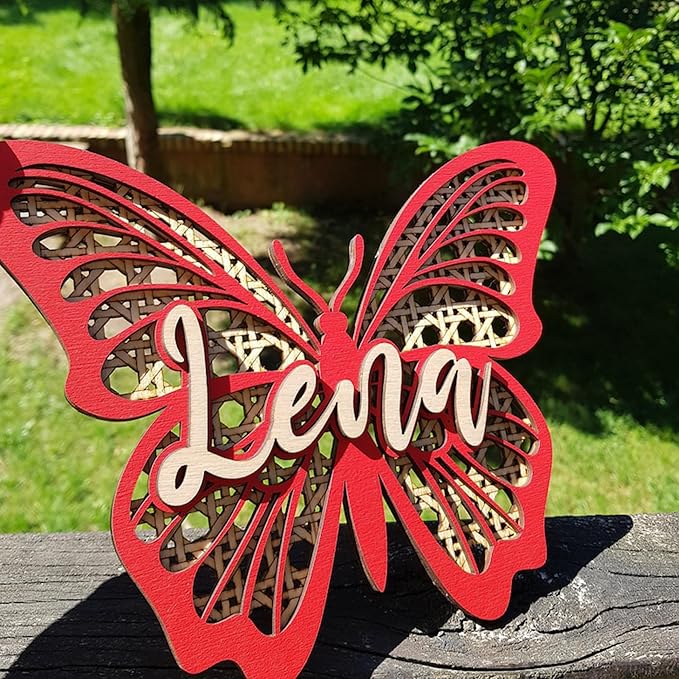 Personalized Butterfly 3D Name Sign, Custom Boho Wood Personalized Name Sign, 3D Wooden Layered Handmade Letter Wall Decor for Nursery or Child's Bedroom, Girl or Boy's Birthday Gift