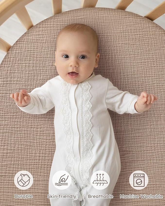 Yoofoss Muslin Baby Bassinet Sheets Boys Girls, Organic Fitted Bassinet Mattress Sheets Compatible with Halo Bassinest Swivel Sleeper,Baby Delight, Angelbliss, Soft, Breathable, Durable