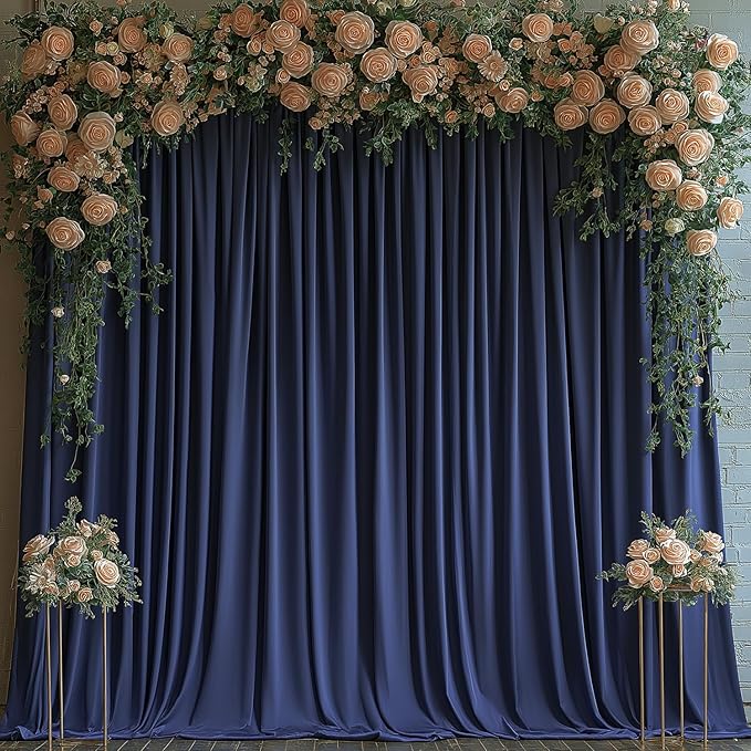20x10FT Navy Blue Backdrop Curtains for Wedding Parties, Wrinkle Free Photo Backdrop Curtains for Wedding Birthday Party Baby Shower, Fabric Drape with Rod Pockets 5ft x 10ft, 4 Panels