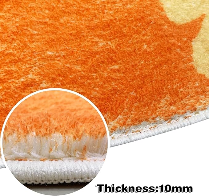ABREEZE Kids Play Rug, 2.6ft Lion Round Area Rug, Soft Plush Non-Slip Carpet for Bedroom, Living Room, Playroom, Orange