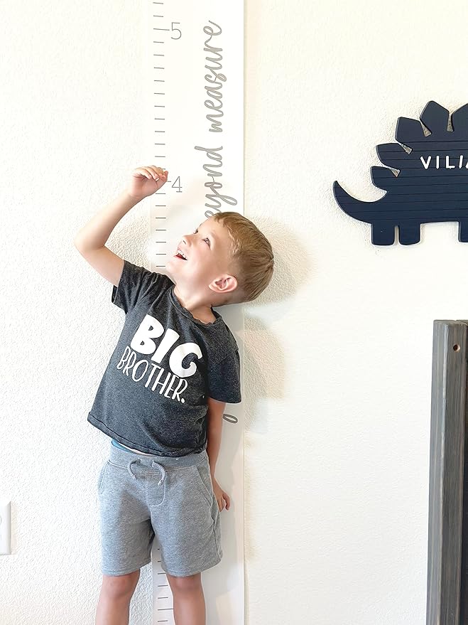 Morxy Canvas Growth Chart for Kids - Unisex Kids Room Wall Decor - Measuring Height Chart- Wall Tape with Height Chart for Kids (Canvas, Loved Beyond Measure- White)