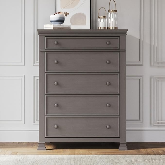 Child Craft Westgate Crib, Double Dresser, and Chest Nursery Set, 3-Piece, Includes 4-in-1 Convertible Crib, Dresser, and Chest (Chelsea Gray)