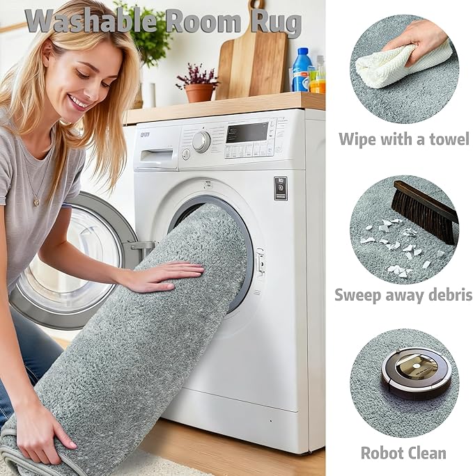 Chicrug 2x6 Minimalist Washable Runner Rugs for Bedroom Hallway, Modern Soft Memory Foam Rug for Kids Nursery, Low Plie Indoor Runner Carpet for Dorm Kitchen Bedside Living Room Decor, Grey
