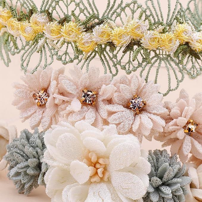 OOSAKU Baby Girl Flower Headbands Set Elastic Floral Headbands 6pcs Soft Nylon Hair Band for Newborn Toddler Hair Accessories (H-L5)