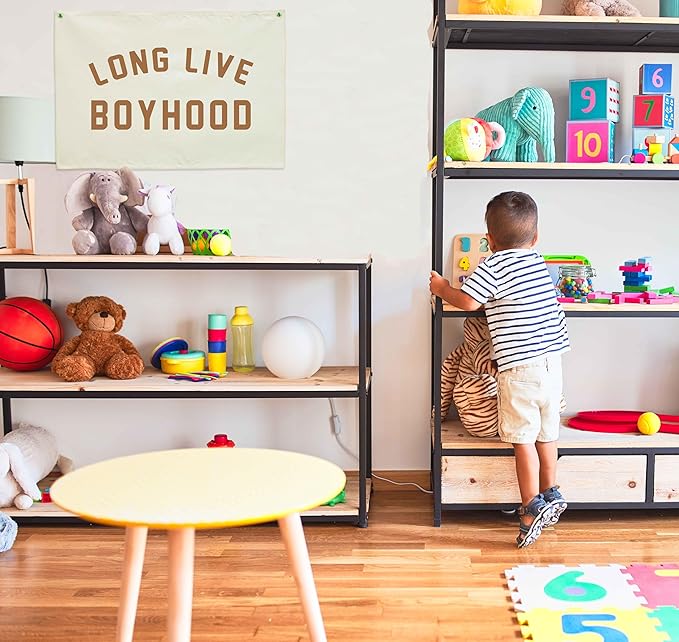 Long Live Boyhood Canvas Banner-Nursery Hanging Rectangular Poster Flag Sign Art for Baby Kids Boy,Nursery Playroom Boyroom Babyroom Decoration,Christmas Gift Idea for Boys 28.5"L x 20"W