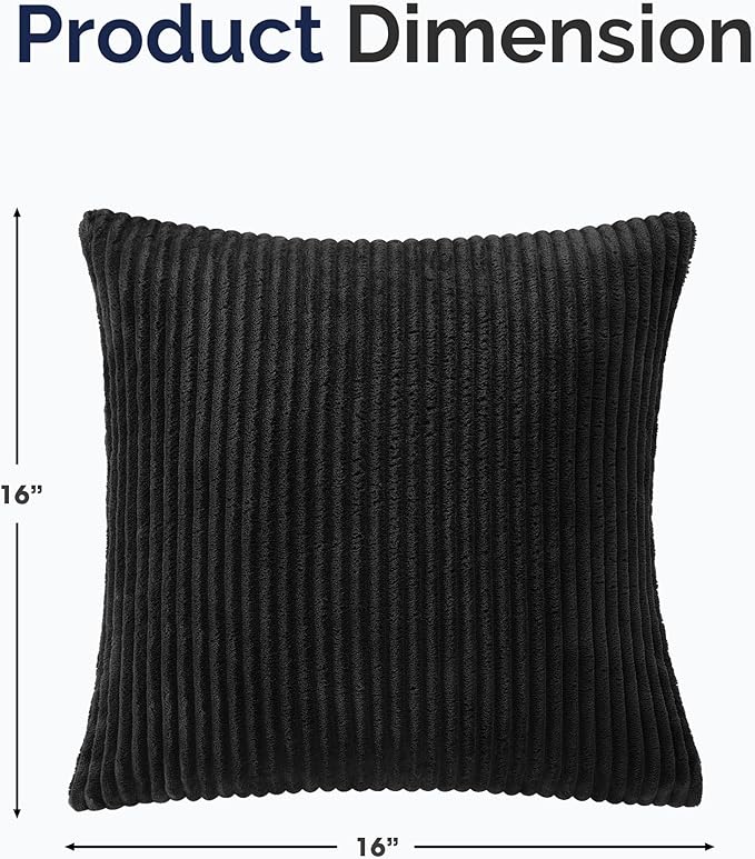 KINGYES Small Pillows Set of 2 for Sofa, Dark Black