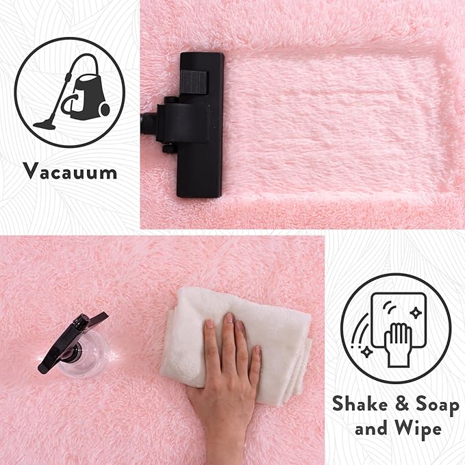 Pink Rugs for Bedroom Girls, 4x6 Fluffy Area Rug for Living Room, Soft Shag Carpet for Kids Room Dorm, Indoor Fuzzy Shaggy Rug, Cute Home Decor