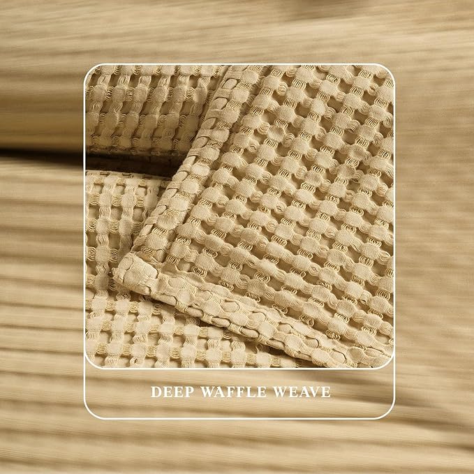 Threadmill Cooling Blanket Twin Size Waffle Weave| Breathable, Lightweight & Ultra-Soft | Made from Rayon Derived from Bamboo | Waffle Throw for Couch and Sofa | 68 x 92 Inches | Beige