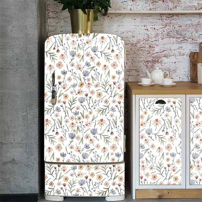 Boho Floral Wallpaper Wildflower Wall Paper Small Flower Wall Stickers Decor Botanical Floral Leaf Decals Peel and Stick Cute Flower Wallpaper for Kid Baby Room Girl Bedroom Decor
