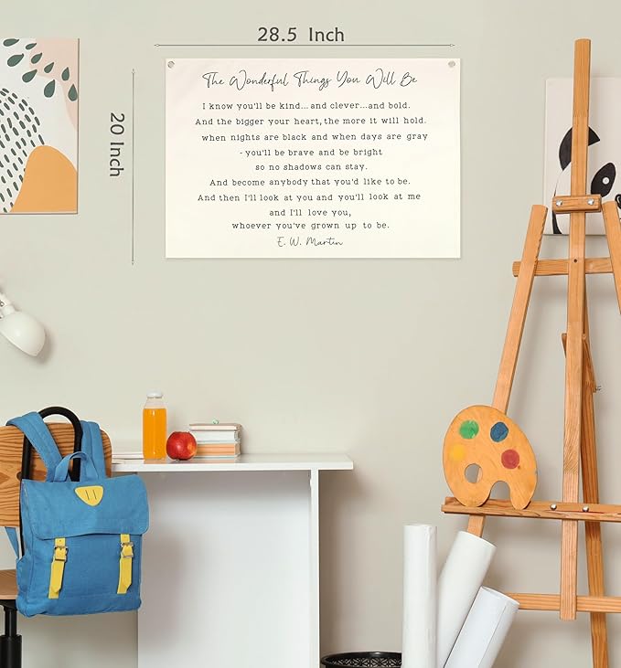 Boho Rectangular Banner Flag Wall Sign Decor Gift for Baby Boy Girl Kids,Nursery Classroom Baby Room Bedroom Living Room Office Dorm Decor-the Wonderful Things-Birthday Christmas Gift