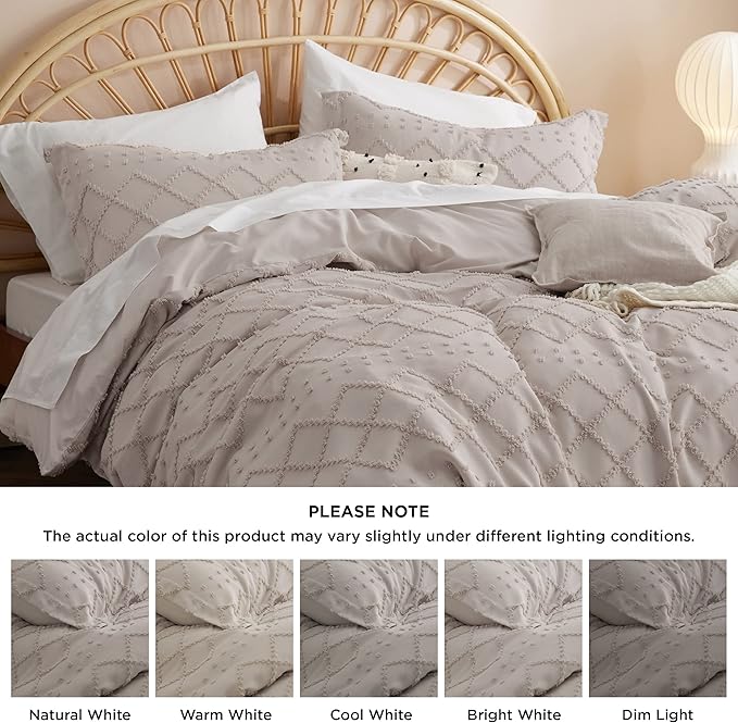 Bedsure Boho Oversized King Duvet Cover - Linen Breathable & Soft Boho Bedding, Machine Washable Comforter Cover for All Seasons, Includes 1 Duvet Cover 120"x98" with 2 Pillow Shams & Zipper Closure