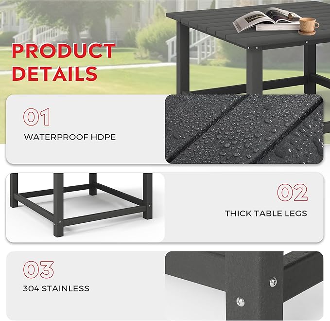 Costaelm Outdoor Kids Table, Toddler Dinner Table Baby Desk Outdoor Childrens Party Tables for Arts & Crafts, Snack Time, Multi-Activity Desk for Ages 2-8 in Classroom/Outside, Gray
