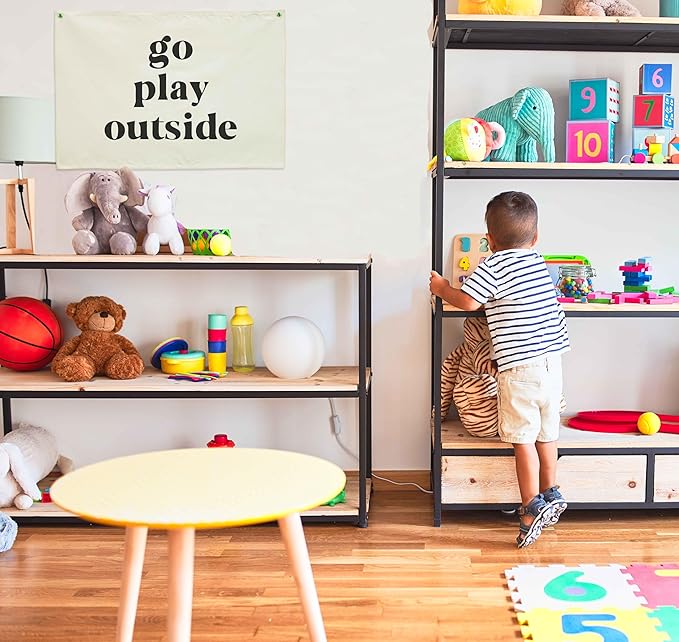 Nursery Rectangular Canvas Banner Wall-Hanging Flag Wall Art Decor for Baby Boy Girl,Kids Room Playroom Bedroom Game Room Kindergarten Decor,Birthday Christmas Gift-Go Play Outside-28.5"L×20"W