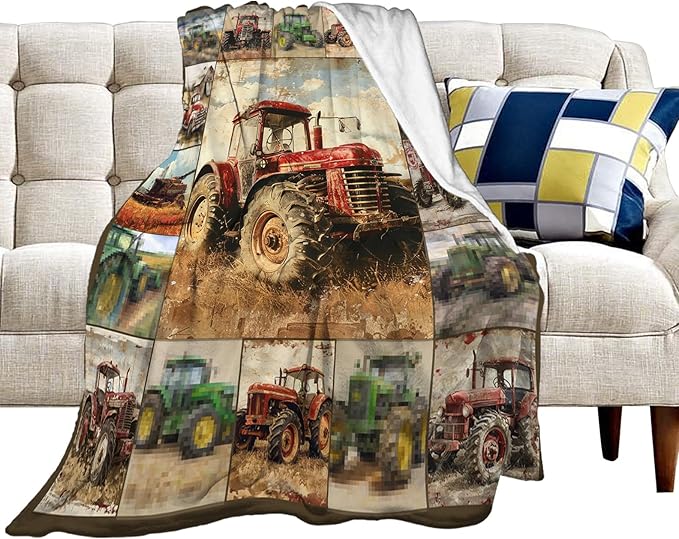 Farmhouse Truck Blanket Truck Throw Blanket Flannel Stuff Merch Cozy Decor Fleece Soft Plush Fuzzy Warm Lightweight Bedding Gifts for Women Men Girl Boy Couch 50"X40"