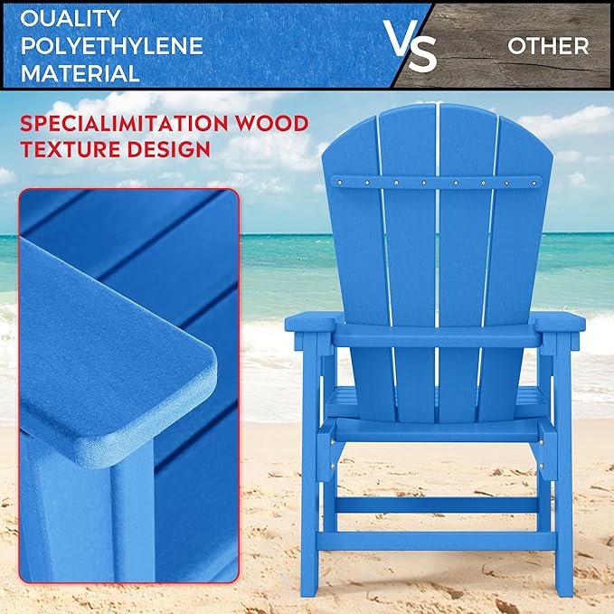 Costaelm Paradise Kids 5-Piece HDPE Outdoor Patio Round Dining Table and Chairs Set, Pacific Blue
