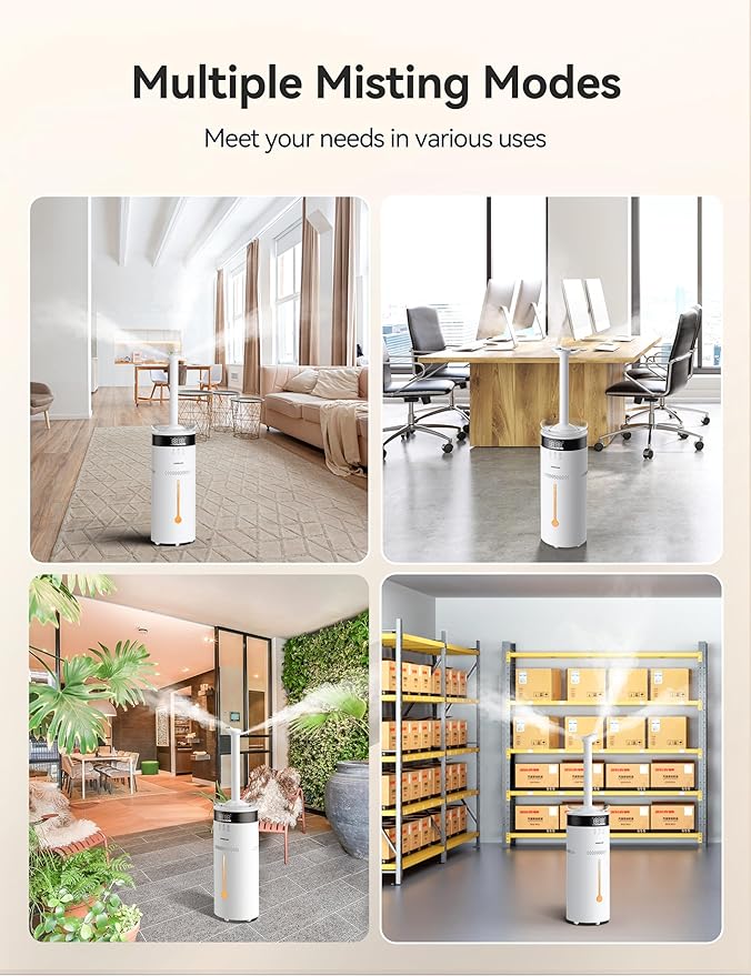 VAGKRI Humidifier Large Room, 18L Ultrasonic Cool Mist Humidifiers for Bedroom, Up to 1200 sq ft, 5 Mist Levels & Auto Mode, Quiet Humidifier for Plants, Baby, Whole House, Home with 2 Extended Tubes
