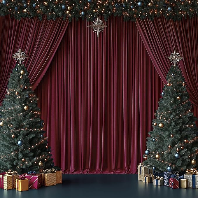 30x10FT Burgundy Backdrop Curtains for Wedding Parties, Wrinkle Free Photo Backdrop Curtains for Wedding Birthday Party Baby Shower, Fabric Drape with Rod Pockets 5ft x 10ft, 6 Panels
